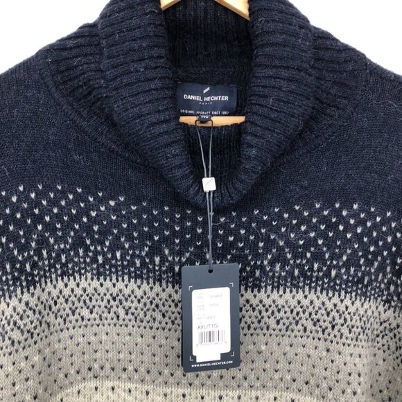NWT Daniel Hechter Men’s Navy blue and Grey Gradient Knit Turtleneck Sweater XXL - Picture 3 of 15